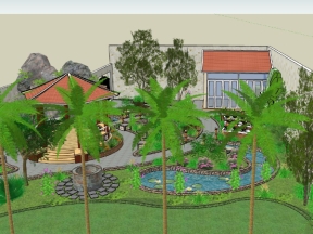 Bản vẽ sân vườn model 3d sketchup