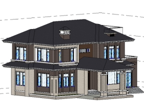 Bản vẽ thi công revit kiến trúc biệt thự 2 tầng kích thước 9.2x17m