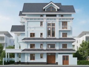 Bản vẽ thiết kế biệt thự 3 tầng - Diện tích 14x18m phong cách hiện đại