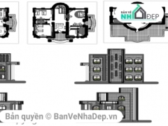Bản vẽ thiết kế biệt thự 3 tầng bungalow đẹp miễn phí