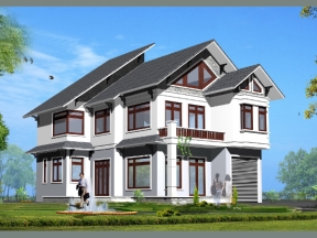 Bản vẽ thiết kế Biệt thự mái thái 13.5x14.8m (Hồ sơ thi công full kiến trúc, kết cấu, điện nước)
