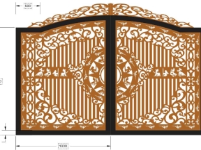 Bản vẽ thiết kế cnc cổng 2 cánh có vòm cong
