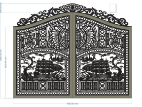 Bản vẽ thiết kế cnc cổng 2 cánh thuận buồm xuôi gió
