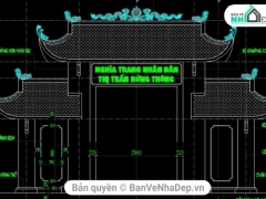 Bản vẽ thiết kế cổng Tam Quan đầu đủ kích thước 2.96x3.9m