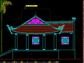 Bản vẽ thiết kế đền cô diện tích thiết kế 12.4x11.8 m