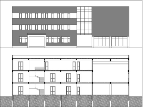 Bản vẽ thiết kế kiến trúc Nhà điều hành 3 tầng kích thước 28x32m