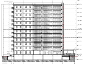 Bản vẽ thiết kế kiến trúc tòa văn phòng cho thuê 12 tầng nổi 1 hầm 33x41m