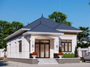 Bản vẽ thiết kế nhà 1 tầng 8x17.5m