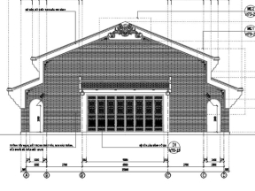 Bản vẽ thiết kế nhà cổ đẹp 5 gian 2 mái kích thước 15x25m