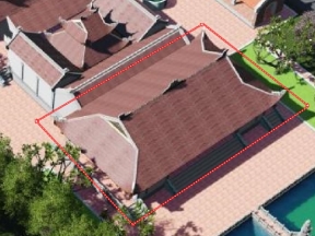 Bản vẽ thiết kế nhà Đại bái thuộc không gian đền chùa đình làng cổ kích thước 8.2x20.3m