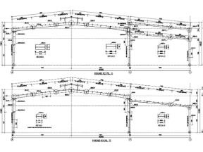 Bản vẽ thiết kế nhà kho nhà xưởng sản xuất khung thép tiền chế 1 tầng kích thước 45x55m