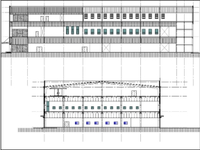 Bản vẽ thiết kế nhà kho xưởng sản xuất 3 tầng kết cấu khung thép tiền chế 45x72m