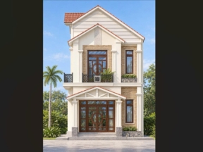Bản vẽ thiết kế nhà phố 2.5 tầng 7.5x15m – Kiến trúc và kết cấu cơ bản