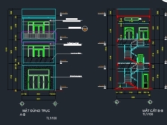 Bản vẽ thiết kế nhà phố 3 tầng kích thước 5x22.5m lệch tầng hiện đại gồm: kiến trúc, điện nước phối cảnh nội thất su