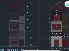 Bản vẽ thiết kế nhà phố 5 tầng KT 6x8.5m đầy đủ: Kiến trúc, kết cấu, dự toán