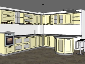 Bản vẽ thiết kế nội thất phòng bếp dựng model sketchup việt nam