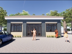 Bản vẽ thiết kế phần kiến trúc mẫu nhà vườn  trệt diện tích thiết kế 8x11m 