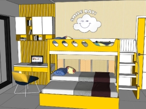 Bản vẽ thiết kế phòng ngủ cho bé model sketchup