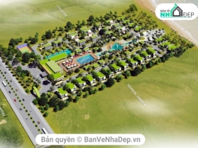 Bản vẽ thiết kế quy hoạch măt bằng khu biệt thự ven biển Đà Nẵng có kích thước 5ha 