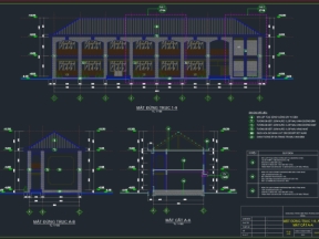 Bản vẽ Trường Tiểu học 2 tầng 36.1x8.8m