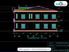 Bản vẽ xây dựng nhà phố 2 tầng ( file cad kiến trúc + kết cấu)