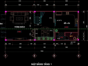 Bản vẽ xin cấp phép nhà phố 2 tầng 6x15m