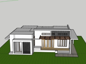 Biệt thự 1 tầng 15x15m file sketchup