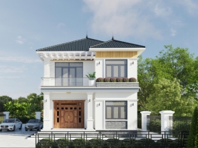 Biệt thự 2 tầng 9.5x10.5m file cad và sketchup