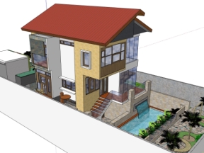 Biệt thự 2 tầng 9x16m model sketchup