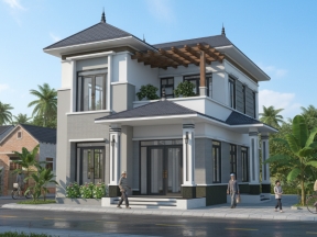 Biệt thự 2 tầng kích thước 8.5x12m (file sketchup và file cad mặt bằng)