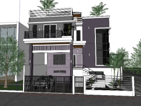 Biệt thự 2 tầng sang trọng 10x18m model sketchup