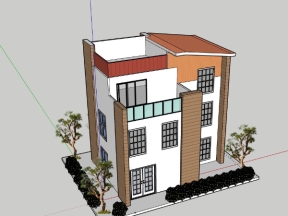 Biệt thự 3 tầng 10x8m sang trọng model sketchup 