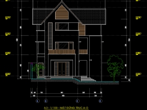 Biệt thự 3 tầng 11x17m gồm kiến trúc, kết cấu, điện, nước