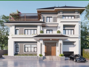 Biệt thự 3 tầng 14x19m gồm kiến trúc và phối cảnh