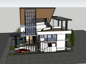 Biệt thự 3 tầng 20x10m model sketchup