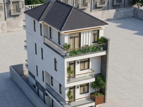 Biệt thự 4 tầng mái nhật kết hợp phong cách hiện đại 5.5x15m