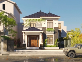 Biệt thự mái Nhật 2 tầng kích thước 8x12.64m