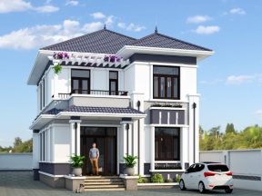 Biệt thự nhà vườn 2 tầng mái nhật 8x14m 5 phòng ngủ