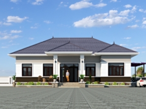 Biệt thự nhà vườn cấp 4 mái nhật 18x13m