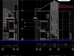 Bộ bản vẽ cad nhà phố 3 tầng KT 5.7x14m gồm: kiến trúc, kết cấu, điện nước