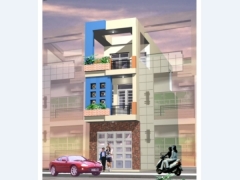 Bộ bản vẽ thiết kế nhà phố 3 tầng kích thước 4.2x15m gồm: KT+KC+ME ảnh phối cảnh