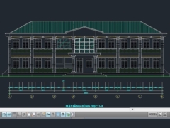Bộ bản vẽ thiết kế trường hóc 2 tầng 6 phòng KT 13.3x28.8m gồm: Kiến trúc, kết cấu, điện nước