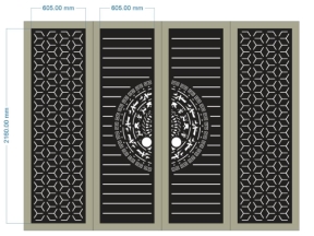 Bộ cổng 4 cánh trống đồng cnc dxf