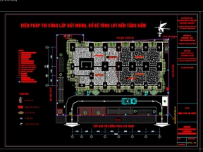 Bộ hồ sơ bản vẽ CAD biện pháp thi công tòa nhà văn phòng VietinBank