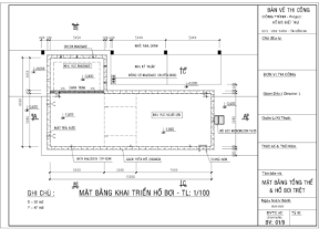Chia sẻ quý khách Bản vẽ hồ bơi file cad (5mx15.05m) & hồ Massage(3.05m X 5.05m)