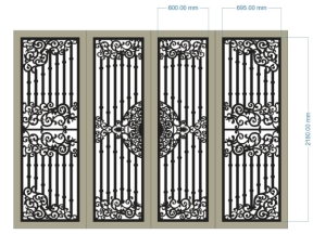 Cnc cổng 4 cánh mẫu đẹp dxf