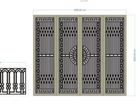 Cnc cổng 4 cánh và hàng rào đẹp dxf