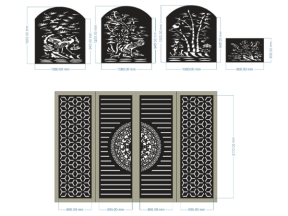 Cnc cổng 4 cánh và hàng rào file cad đẹp