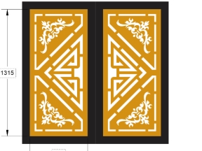 Cnc thiết kế cổng 2 cánh hoa văn chữ thọ