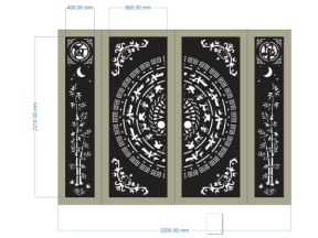 Cnc thiết kế cổng 4 cánh tài lộc file cad đẹp